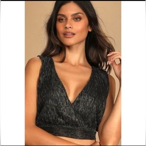 Lulus dress top, black with silver. Great night out shirt.